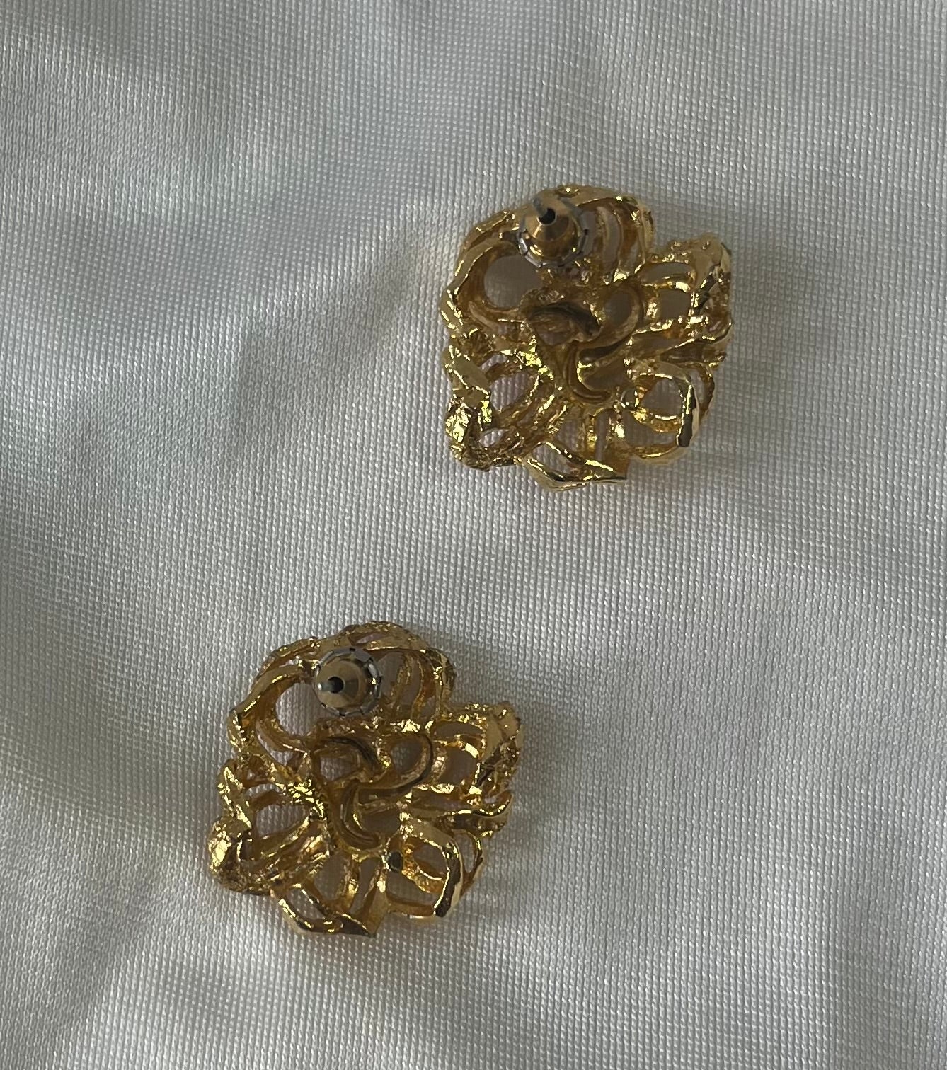 Vintage Openwork Knot Gold Tone-Pierced Earrings