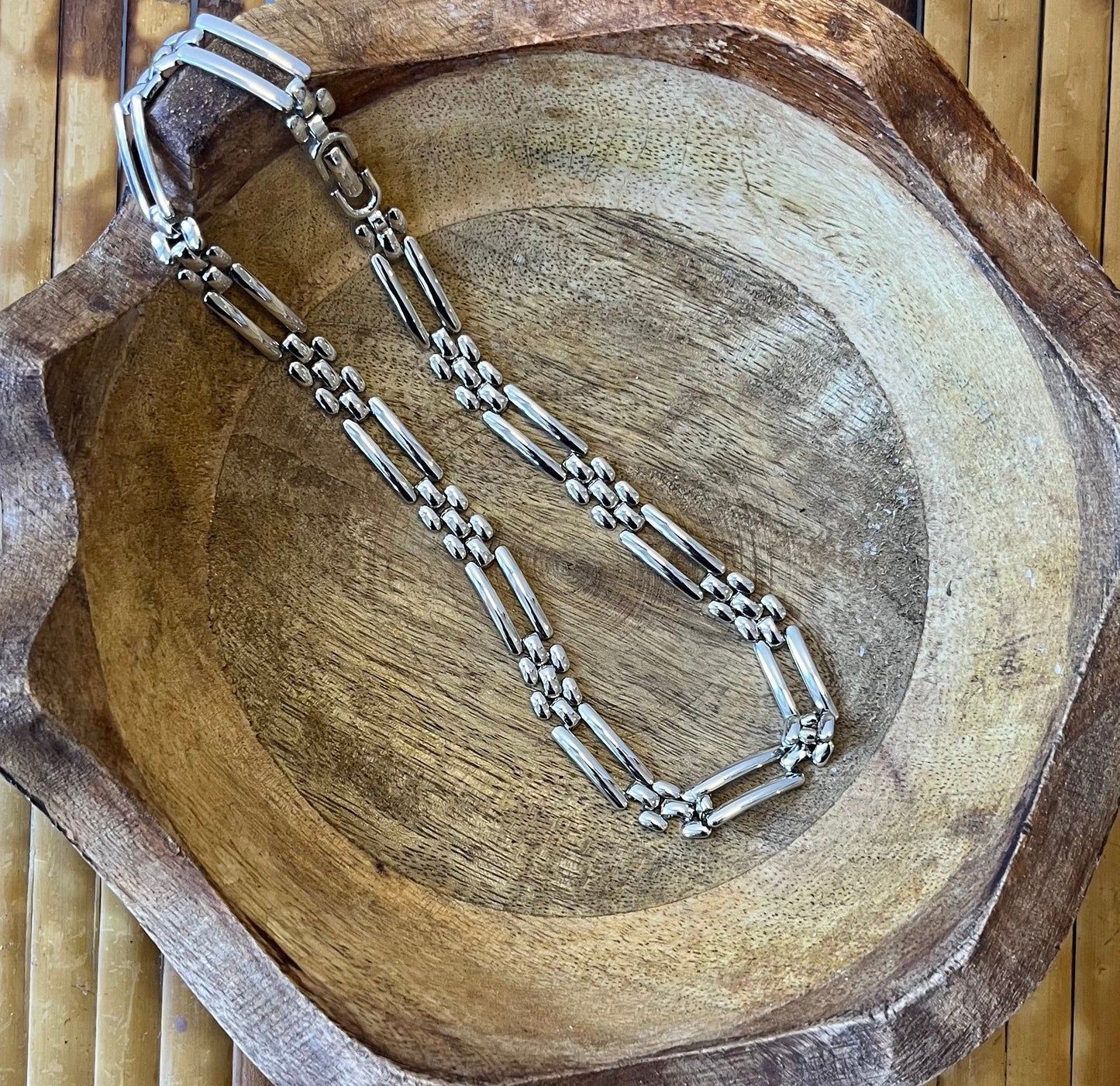 Vintage Monet Silver Tone Link Necklace