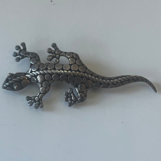 Textured Sterling Silver Gecko Brooch