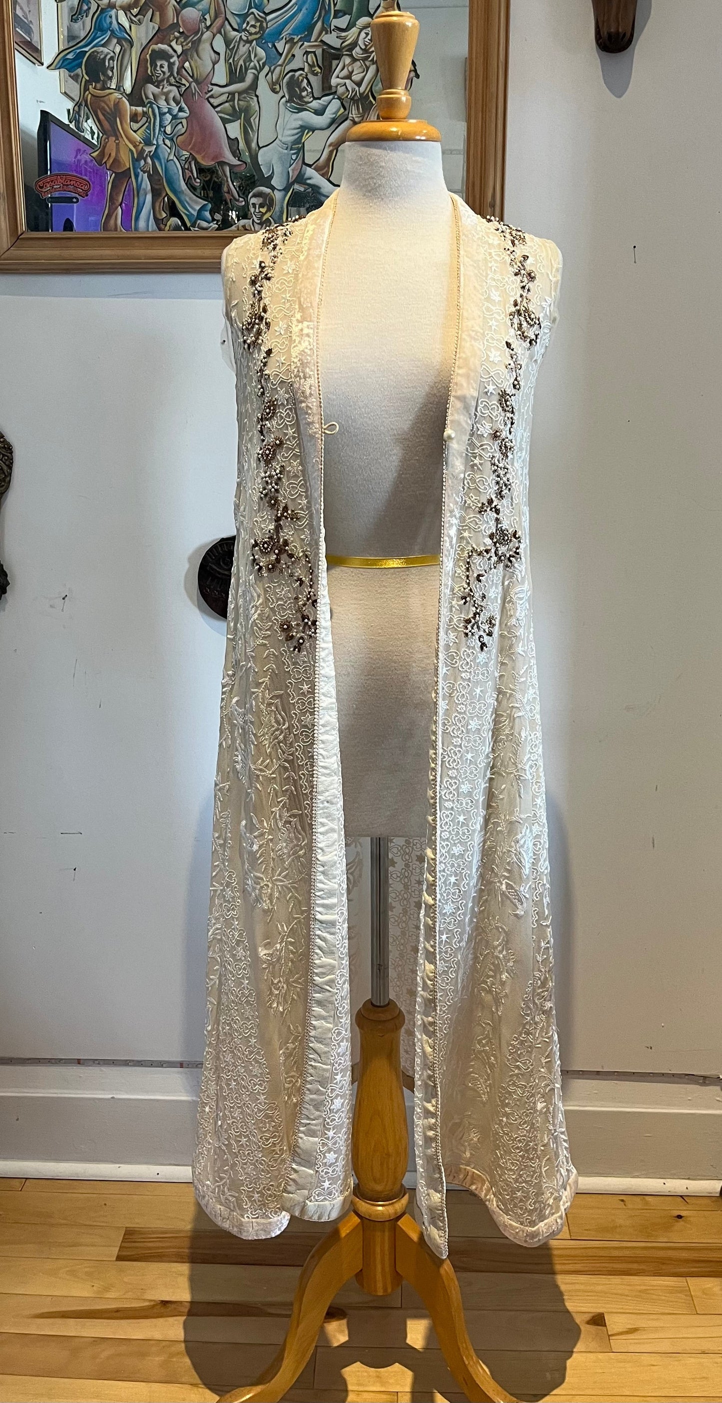 Misha Lakhan Embroidered Sheer Maxi Duster Size Small