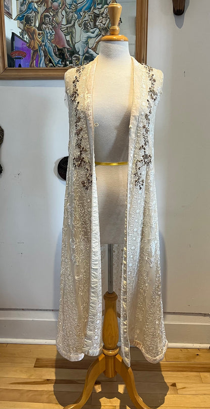 Misha Lakhan Embroidered Sheer Maxi Duster Size Small