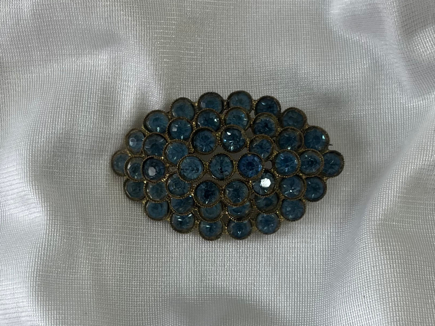 Vintage Czech Rhinestone Brooch – Blue Cluster Statement Pin