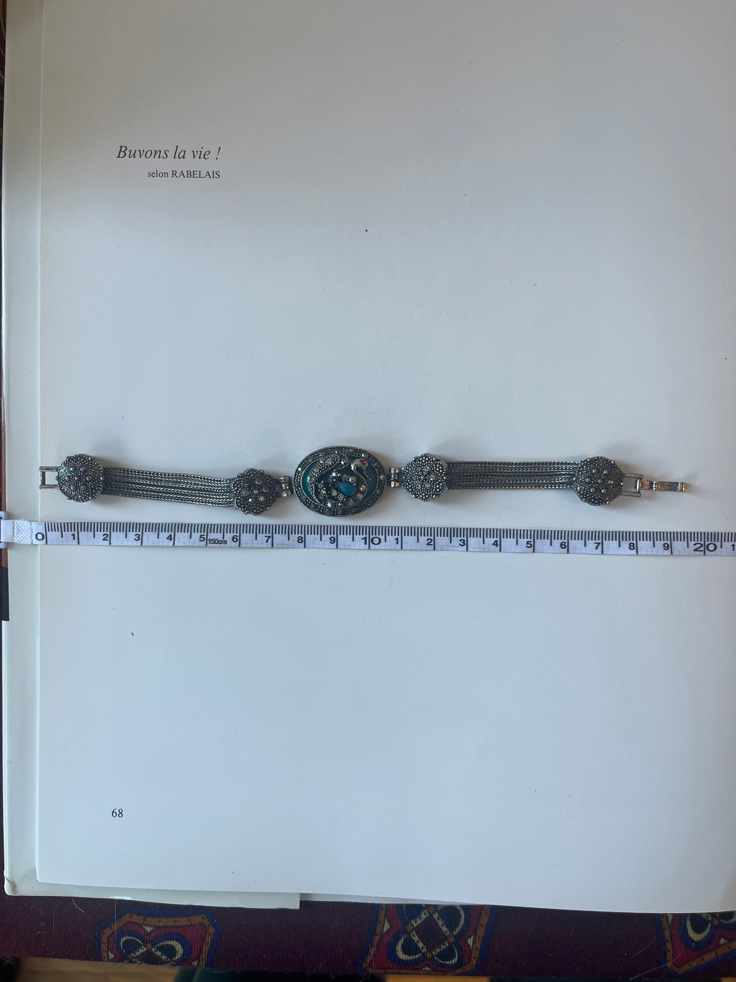 Vintage Silver Tone Victorian Revival Statement Bracelet