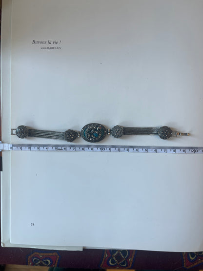 Vintage Silver Tone Victorian Revival Statement Bracelet