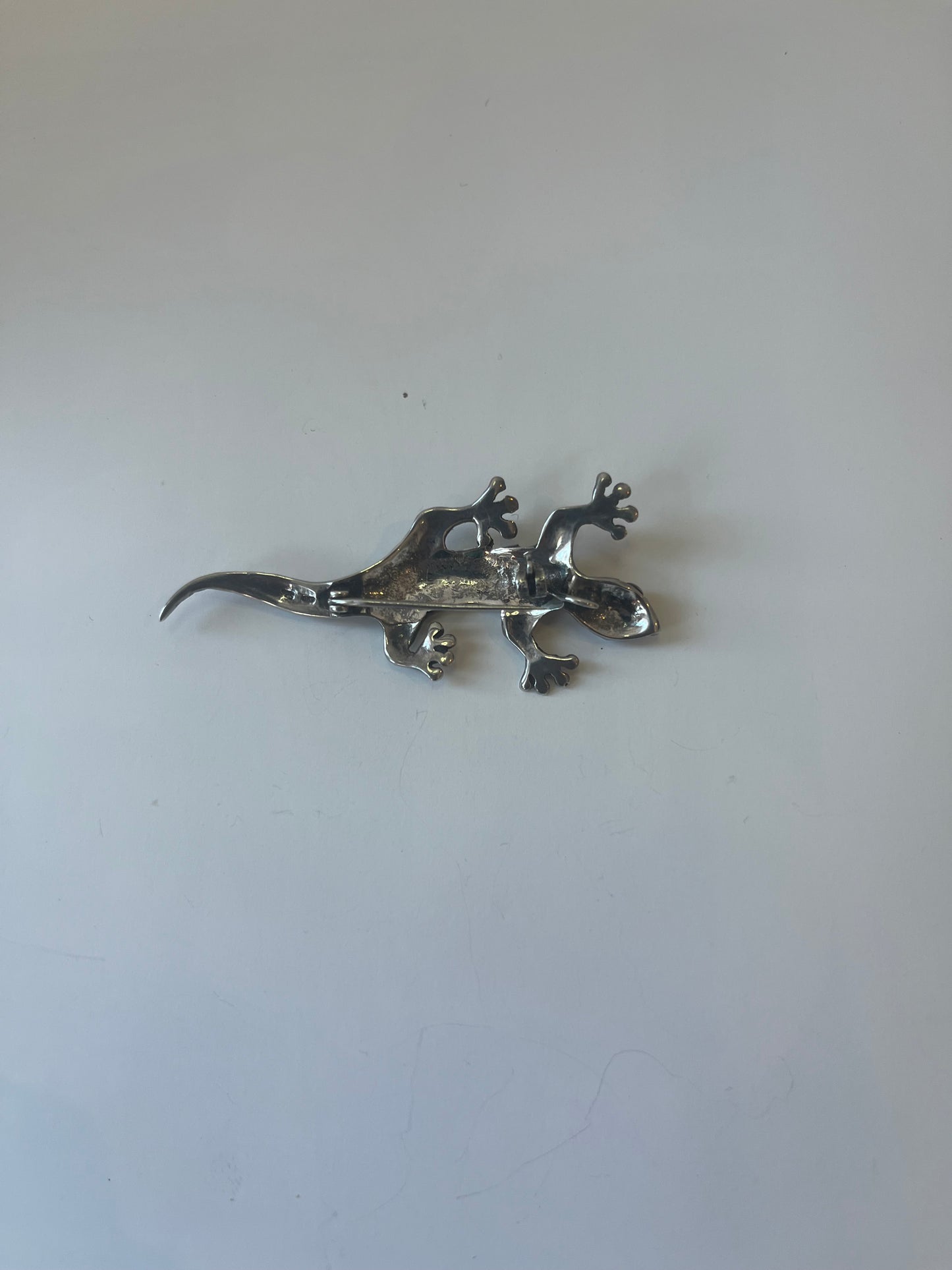 Textured Sterling Silver Gecko Brooch