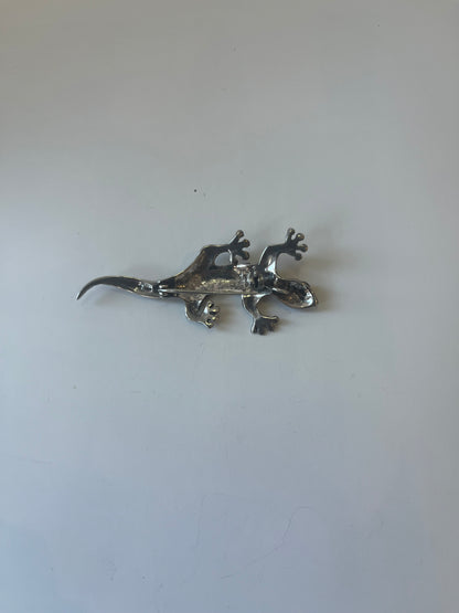 Textured Sterling Silver Gecko Brooch