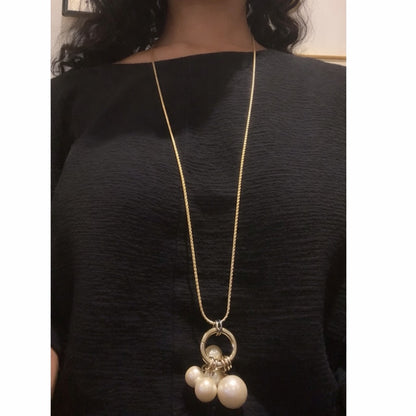 Vintage Anne Klein Pearl Drop Opera Necklace