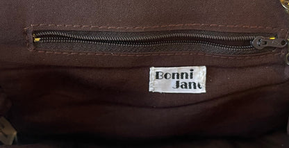 Vintage Bonni Jane Cream Leather Crossbody Bag with Ruched Detail