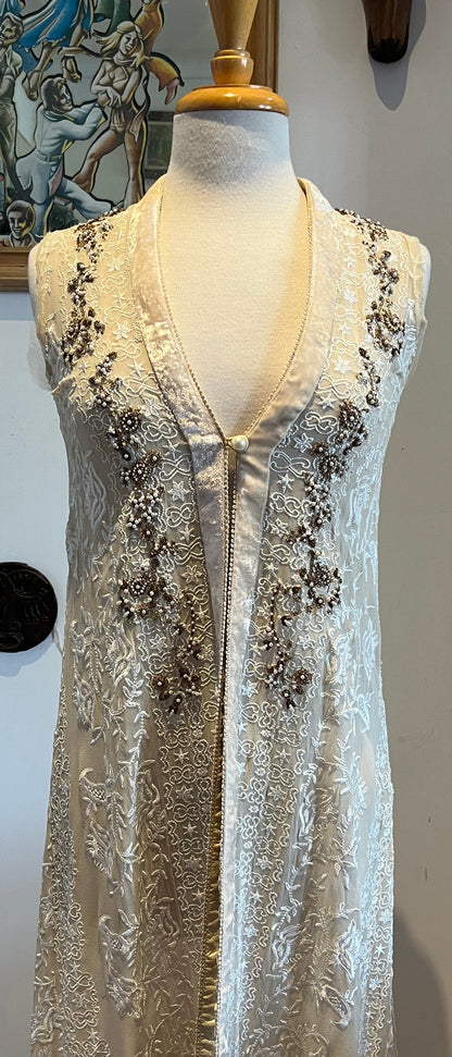 Misha Lakhan Embroidered Sheer Maxi Duster Size Small