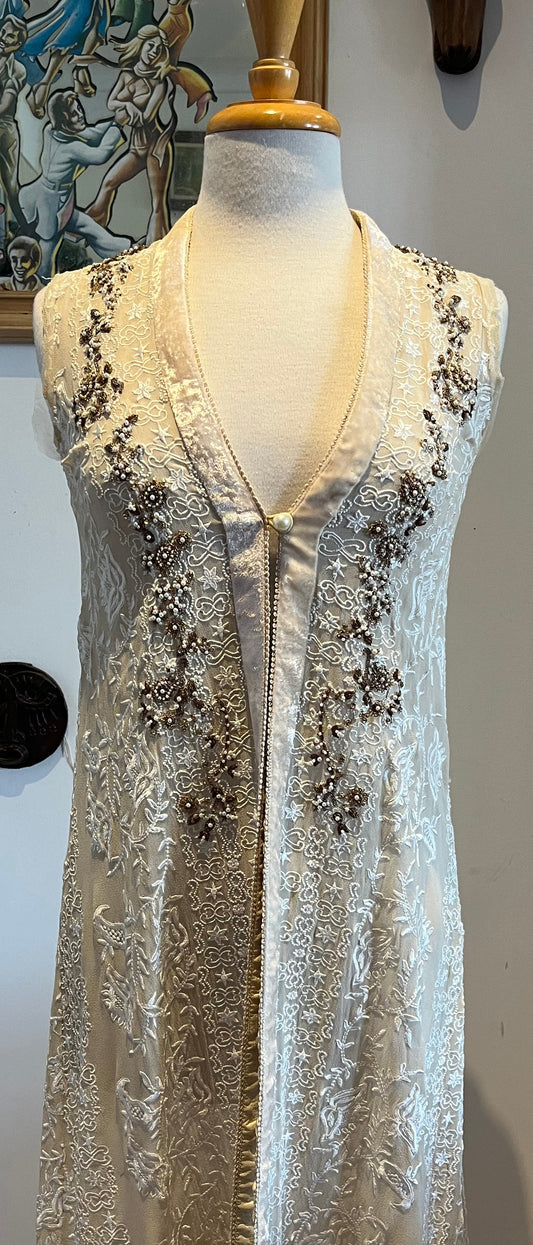 Misha Lakhan Embroidered Sheer Maxi Duster Size Small