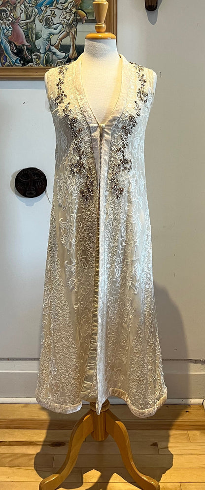 Misha Lakhan Embroidered Sheer Maxi Duster Size Small