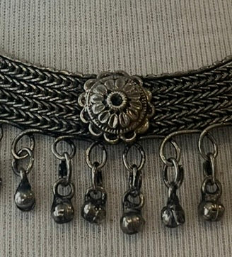 Vintage Silver-Tone Multi-Chain Statement Necklace with Floral Medallions & Dangle Fringe