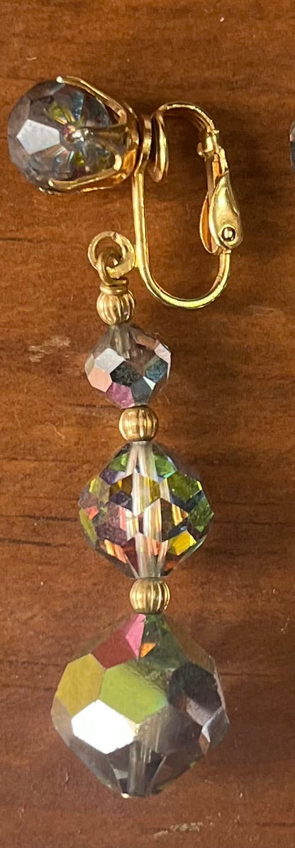 Vintage Aurora Borealis Crystal Drop Earrings