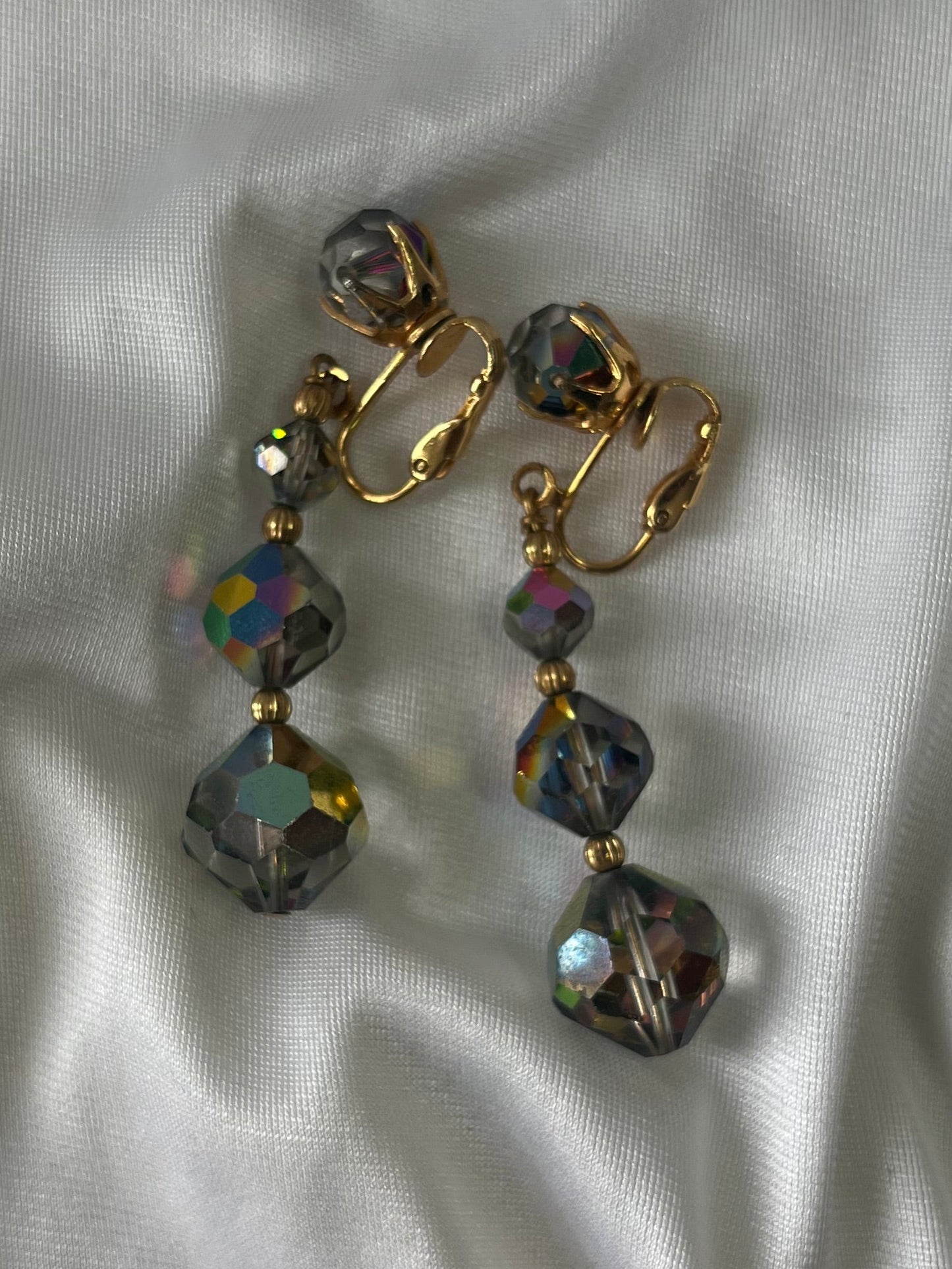 Vintage Aurora Borealis Crystal Drop Earrings