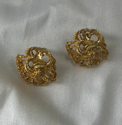 Vintage Openwork Knot Gold Tone-Pierced Earrings