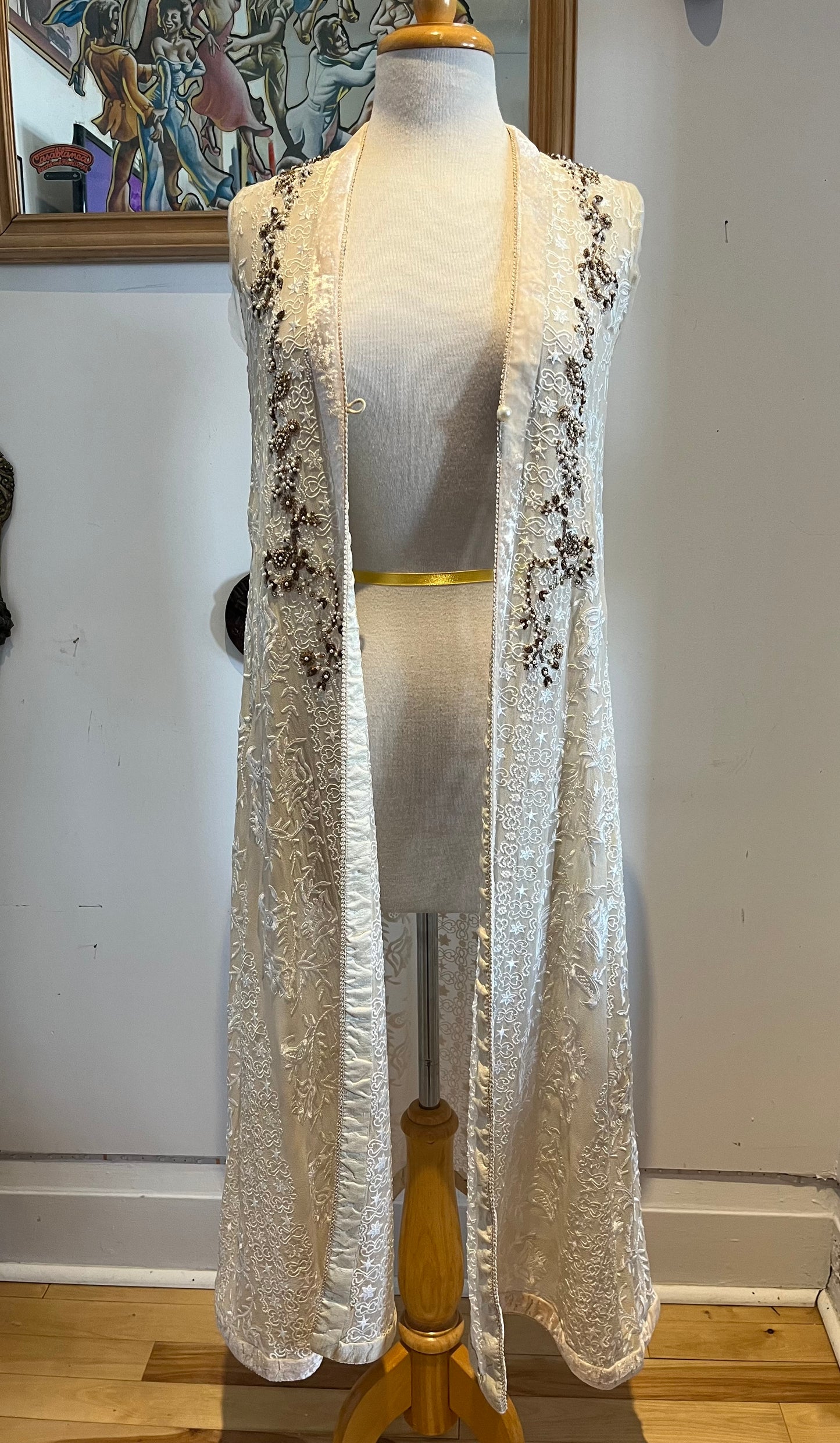 Misha Lakhan Embroidered Sheer Maxi Duster Size Small