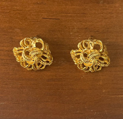Vintage Openwork Knot Gold Tone-Pierced Earrings