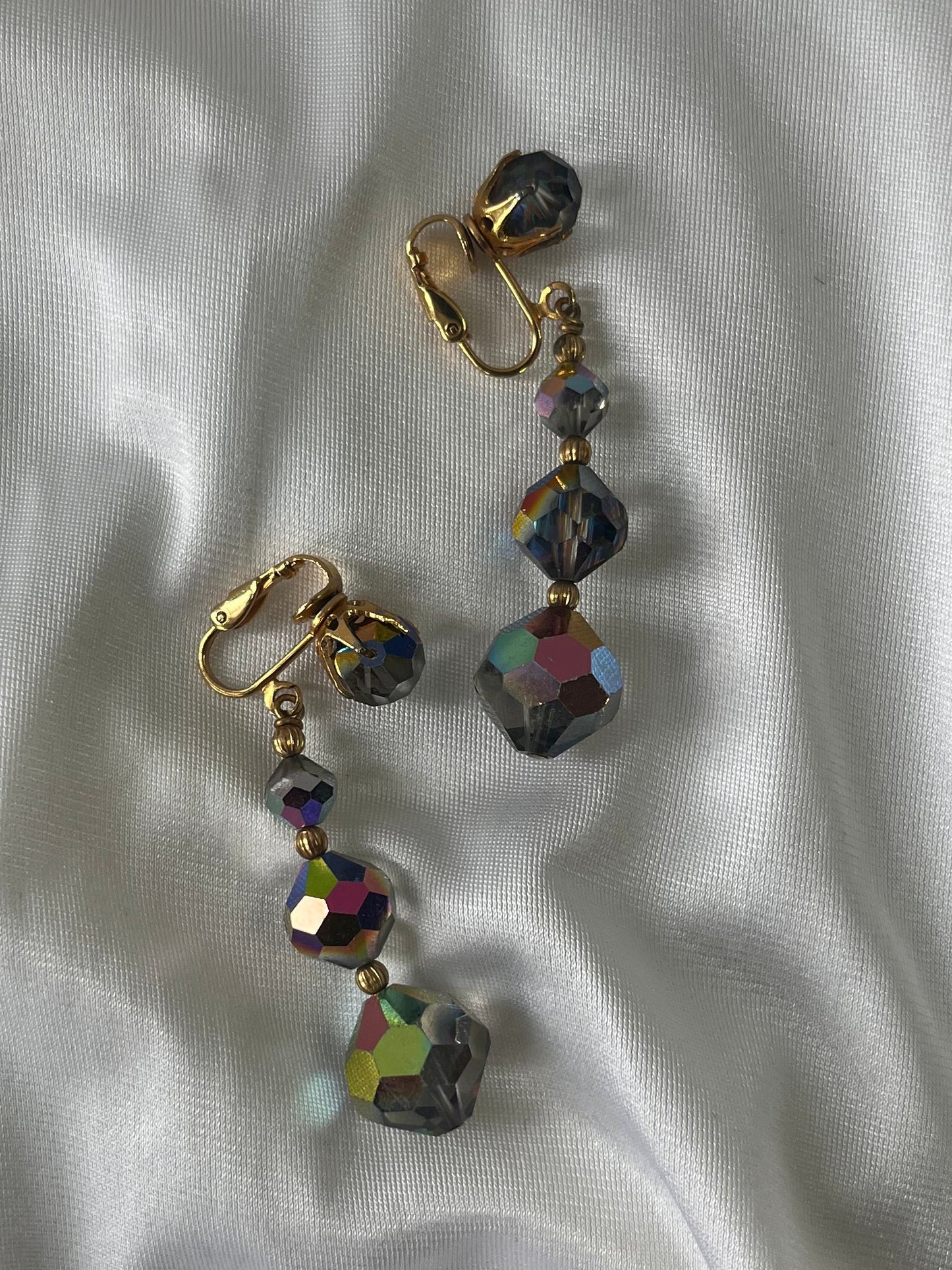 Vintage Aurora Borealis Crystal Drop Earrings