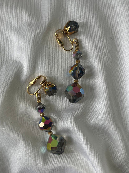 Vintage Aurora Borealis Crystal Drop Earrings