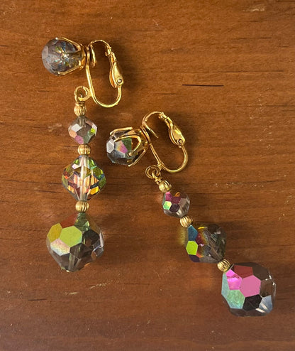 Vintage Aurora Borealis Crystal Drop Earrings