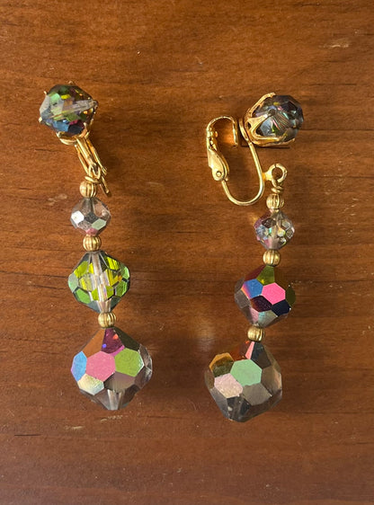 Vintage Aurora Borealis Crystal Drop Earrings