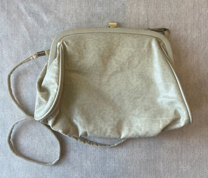Vintage Bonni Jane Cream Leather Crossbody Bag with Ruched Detail