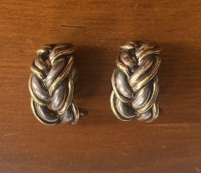 Vintage Oversized Two-Tone Sculptural Chain Link Earrings