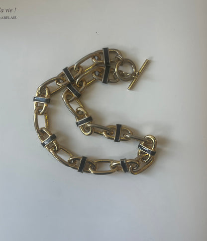Vintage Two-Tone Chunky Link Necklace