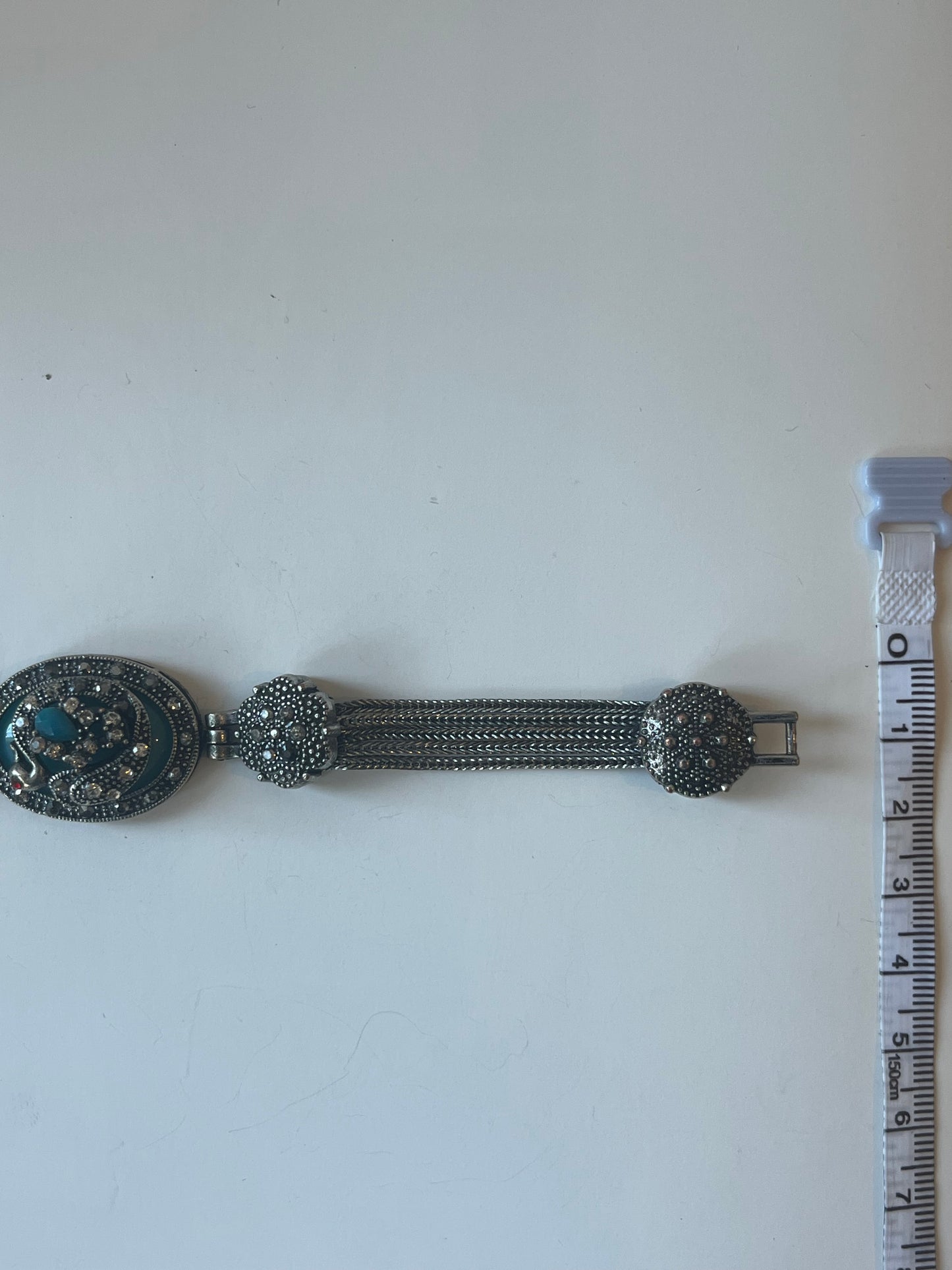 Vintage Silver Tone Victorian Revival Statement Bracelet