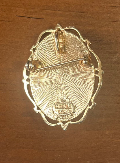 Vintage Michele Lynn Rose Cameo Brooch