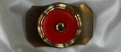 Vintage Red Cabochon Brooch | Gold Tone Modernist Pin