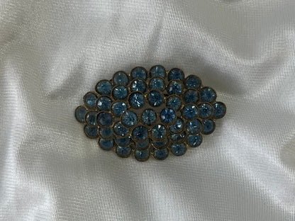 Vintage Czech Rhinestone Brooch – Blue Cluster Statement Pin