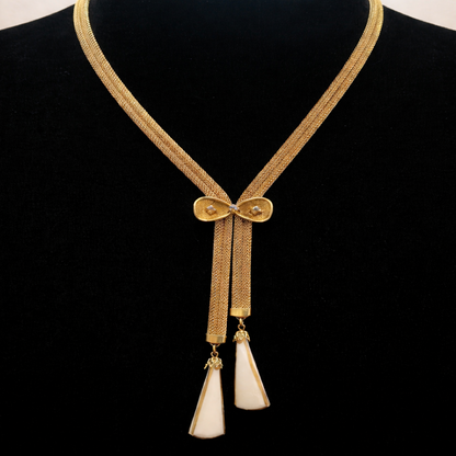 Vintage Gold-Tone Mesh Lariat Necklace