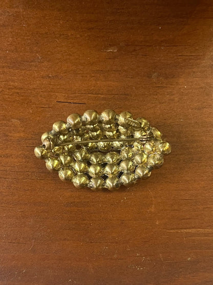Vintage Czech Rhinestone Brooch – Blue Cluster Statement Pin