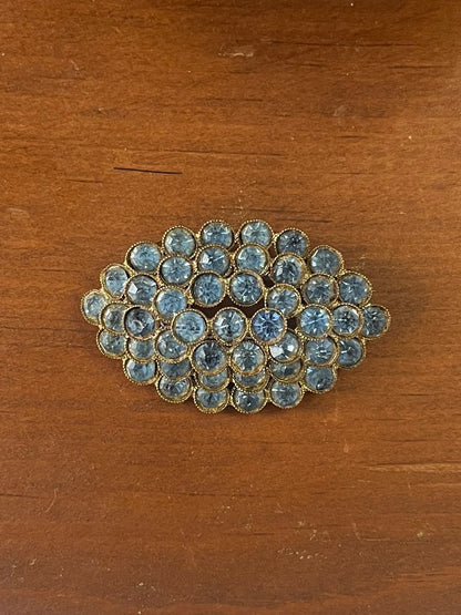 Vintage Czech Rhinestone Brooch – Blue Cluster Statement Pin