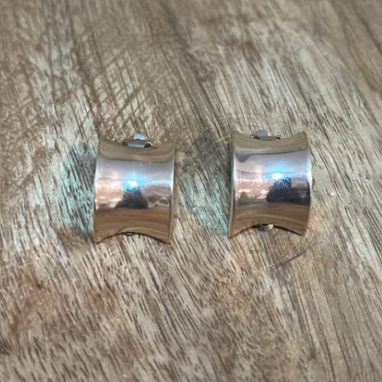 Vintage Sterling Silver Wide Hoop Earrings