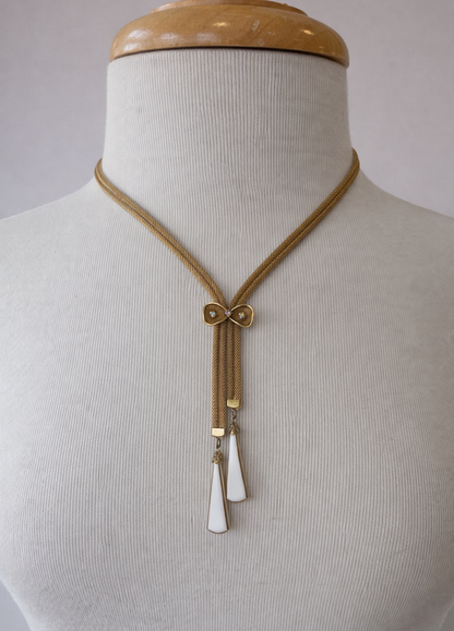 Vintage Gold-Tone Mesh Lariat Necklace