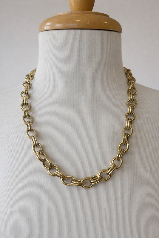 Vintage Erwin Pearl Gold Tone Link Necklace