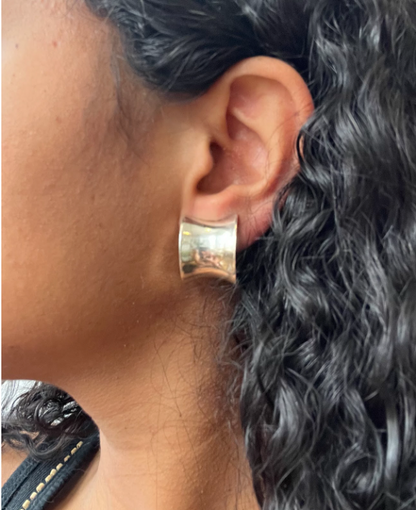 Vintage Sterling Silver Wide Hoop Earrings