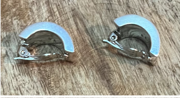 Vintage Sterling Silver Wide Hoop Earrings