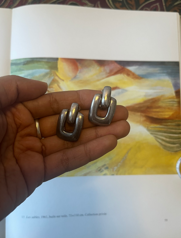 Vintage modernist Erwin Pearl Vintage Clip-On Earrings