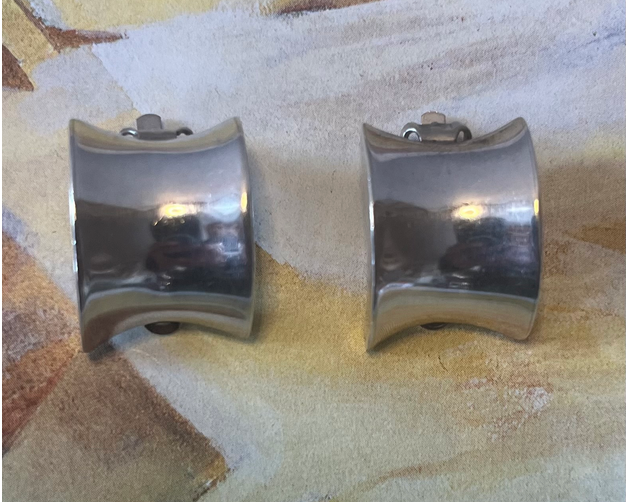 Vintage Sterling Silver Wide Hoop Earrings