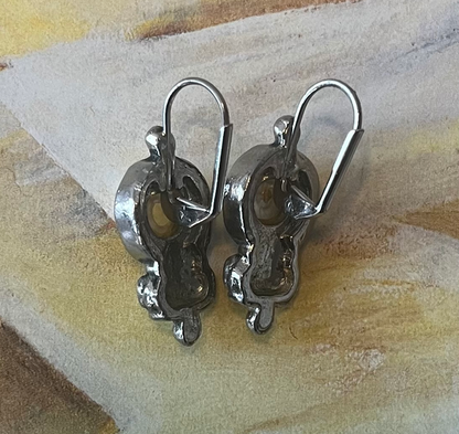 Vintage Sterling Silver Moonstone Leverback Earrings