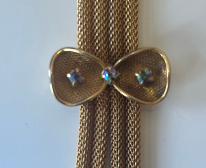 Vintage Gold-Tone Mesh Lariat Necklace