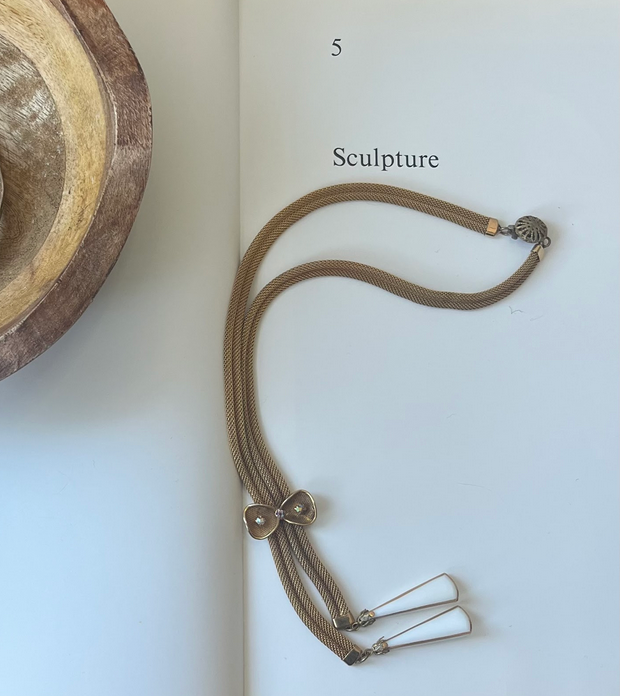 Vintage Gold-Tone Mesh Lariat Necklace