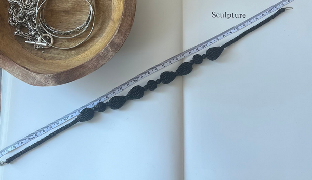 Vintage Black Beaded Statement Necklace
