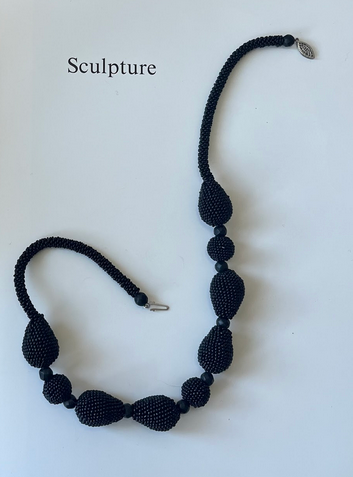 Vintage Black Beaded Statement Necklace