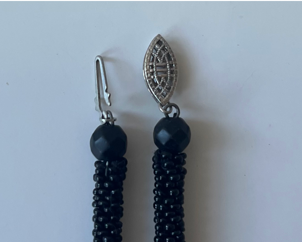 Vintage Black Beaded Statement Necklace