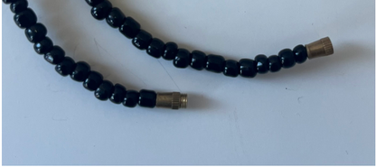 Vintage Black Beaded Necklace with Stone Accents