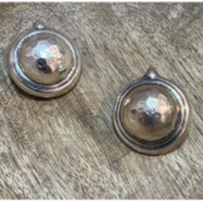 Vintage Solid Sterling Silver Dome Clip-On Earrings